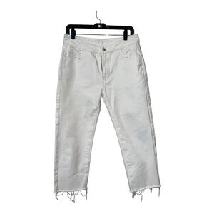 SER.O.YA White Cropped Denim Pants NWOT Size 12 Raw Hem 4 pocket design sample
